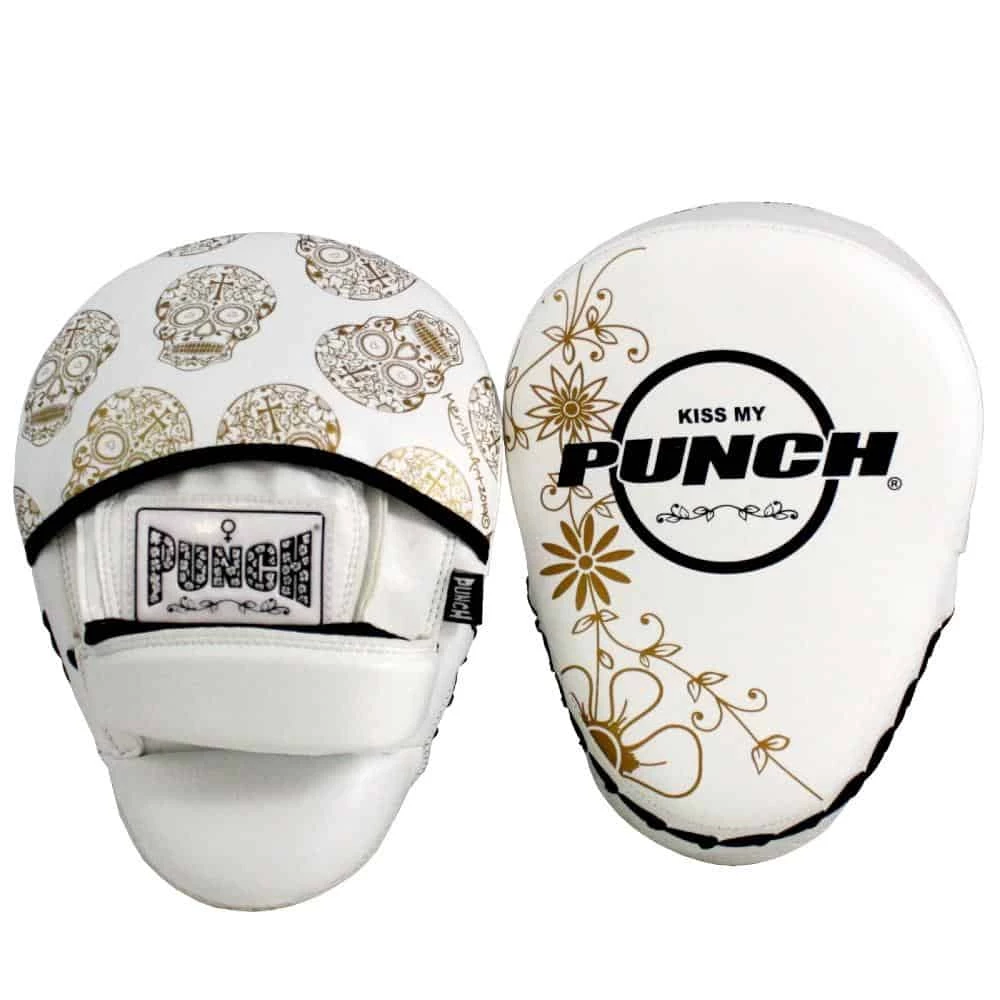 Punch Womens Focus Pads Skull Art White Limited Edition BOXING / MUAY THAI / MMA 3 Punch Womens Focus Pads Skull Art White Limited Edition BOXING / MUAY THAI / MMA