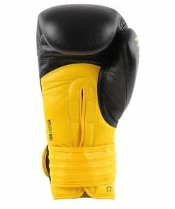 Adidas Hybrid 300 Leather Boxing Gloves - Black / Yellow