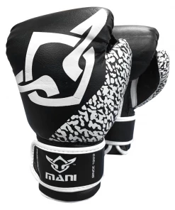 Mani Kids Junior Childrens 6oz Boxing Gloves Sparring/Training - Black & White BOXING / MUAY THAI / MMA