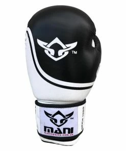 Mani Leather Evo Pro Boxing Gloves Sparring / Training - Black & White BOXING / MUAY THAI / MMA