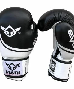 Mani Leather Evo Pro Boxing Gloves Sparring / Training - Black & White BOXING / MUAY THAI / MMA