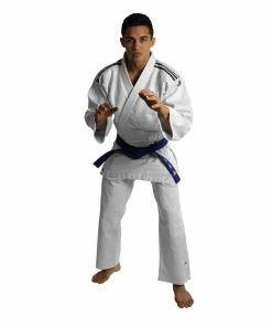 MARTIAL ARTS Adidas J350 Club Judo Gi Uniform Junior White & Coloured Stripes + Belt