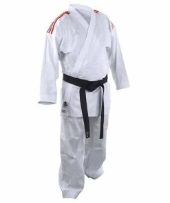 Adidas Karate Gi Uniform Kumite Fighter White With Red Stripes Senior MARTIAL ARTS