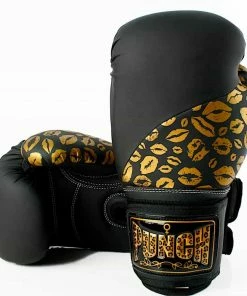 Punch Womens Boxing Gloves Gold Lip Art Black 12oz Limited Edition BOXING / MUAY THAI / MMA