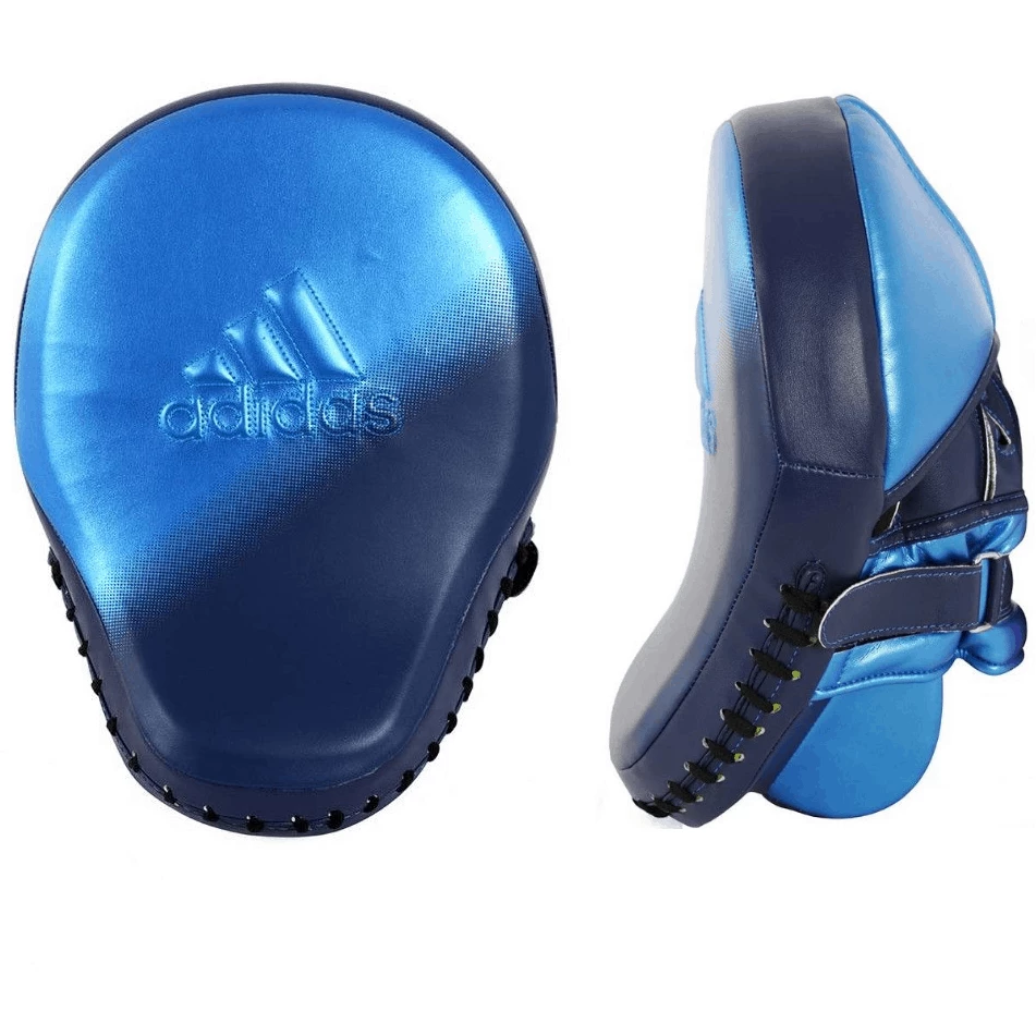 Adidas Short Curved Super Focus Mitt Punch Pads 3D Metallic Blue Boxing Training 3 Adidas Short Curved Super Focus Mitt Punch Pads 3D Metallic Blue Boxing Training