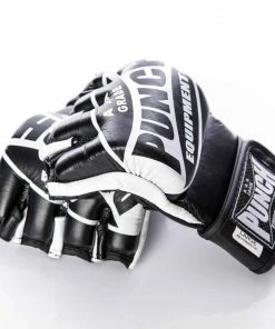 PUNCH MMA Leather Training Gloves & Grappling Mitts - Black BOXING / MUAY THAI / MMA