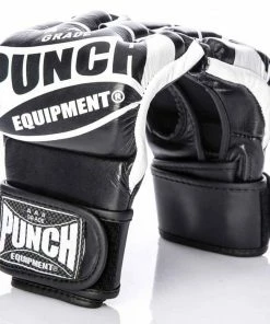 PUNCH MMA Leather Training Gloves & Grappling Mitts - Black BOXING / MUAY THAI / MMA
