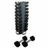 Morgan Rubber Hex Dumbell Weights Pack + Vertical Stand Gym Equipment Commercial Grade FUNCTIONAL FITNESS