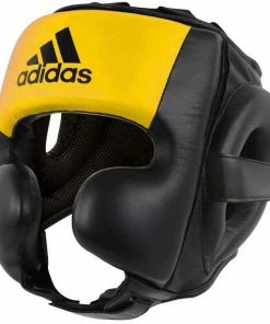 Adidas Hybrid Lace Up Boxing Head / Chin Gear Guard Black & Yellow