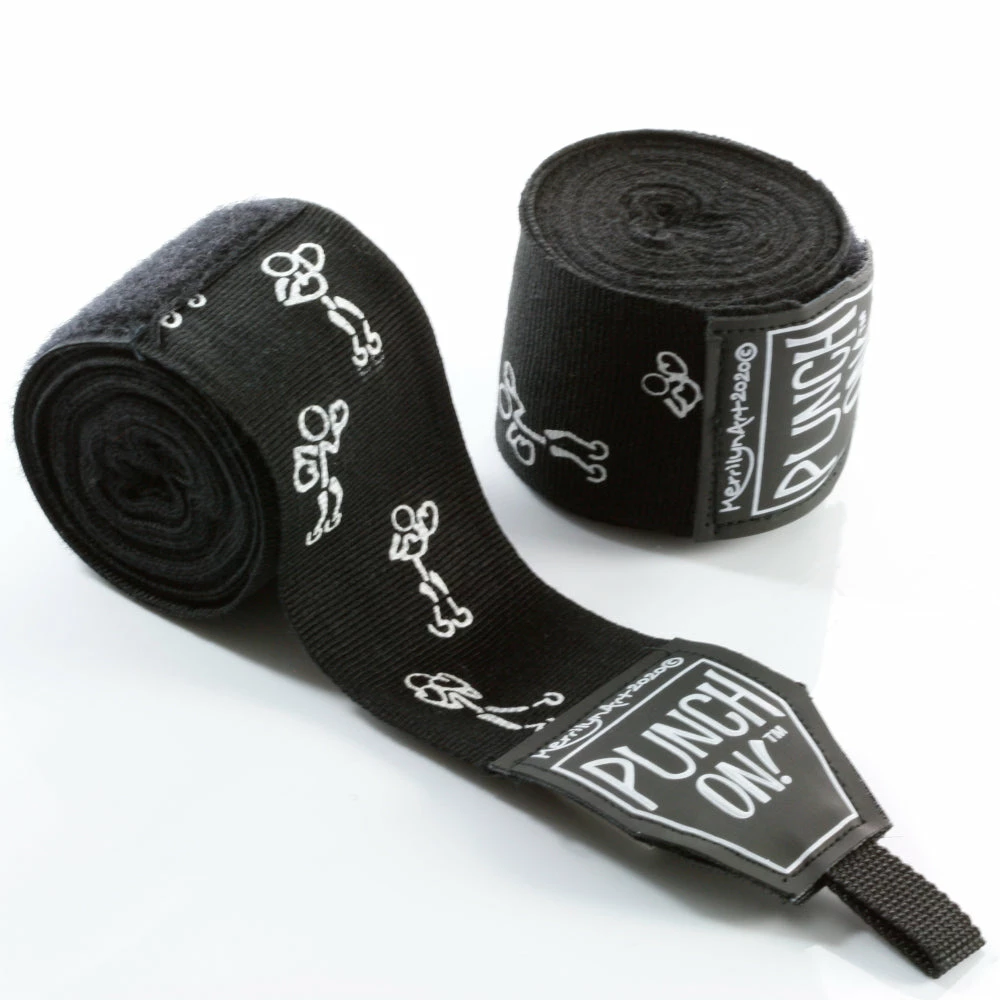 Punch On! Stretch Stick Art Boxing Hand Wraps 4M PAIR – Black BOXING / MUAY THAI / MMA 3 Punch On! Stretch Stick Art Boxing Hand Wraps 4M PAIR – Black BOXING / MUAY THAI / MMA