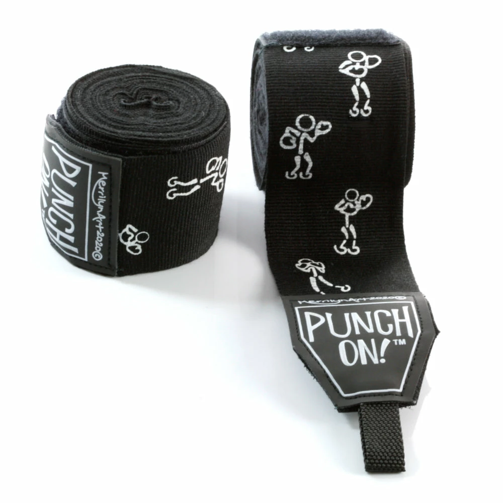 Punch On! Stretch Stick Art Boxing Hand Wraps 4M PAIR – Black BOXING / MUAY THAI / MMA 5 Punch On! Stretch Stick Art Boxing Hand Wraps 4M PAIR – Black BOXING / MUAY THAI / MMA