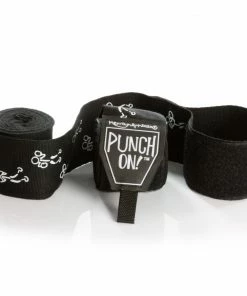 Punch On! Stretch Stick Art Boxing Hand Wraps 4M PAIR – Black BOXING / MUAY THAI / MMA