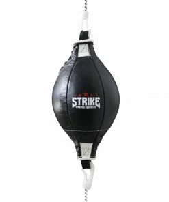 BOXING / MUAY THAI / MMA STRIKE Speedmaster Premium Leather Floor To Ceiling Ball 10" + Straps - Black / White