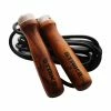 STRIKE Leather Skipping Rope Wooden Handle W/ Bearing Leather Rope 3m