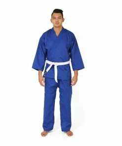 SMAI Karate Uniform 8oz Student Gi (Blue) Double Stitched + White Belt
