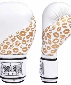 Punch Womens Boxing Gloves Gold Lip Art White 12oz Limited Edition 12 Punch Womens Boxing Gloves Gold Lip Art White 12oz Limited Edition