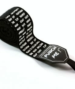 Punch Me! Word Art Stretch Boxing Hand Wraps PAIR 4M Limited Edition – Black BOXING / MUAY THAI / MMA